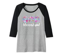 Womens Women Casual Graphic GOD BLESS YOU Raglan Baseball Tee