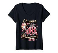 Womens Women Chapter 48 Fabulous Since 1978 48th Birthday Queen V-Neck T-Shirt