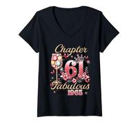 Womens Women Chapter 61 Fabulous Since 1965 61st Birthday Queen V-Neck T-Shirt