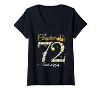 Womens Women Chapter 72 Fabulous EST 1954 72nd Birthday Queen V-Neck T-Shirt