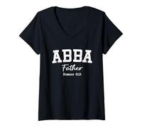 Womens Women Christian Shirts ABBA Father Romans 8:15 Worship Jesus V-Neck T-Shirt