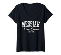 Womens Women Christian Shirts Messiah Has Come Faith Worship Jesus V-Neck T-Shirt