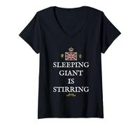 Womens Women Men Great Britain British Patriots UK Giant Stirring V-Neck T-Shirt