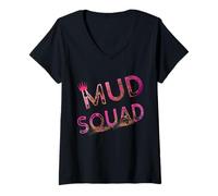 Women's Women Mud Run Squad Girls Muddy Mudding Running Team ATV V-Neck T-Shirt
