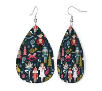 Womens Women_s Nutcracker Ballet Xmas Dance Print Leather Earrings Teardrop Dangle Earrings Jewelry Outfits Accessories