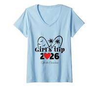Womens Womens 2026 Girls Trip North Carolina V-Neck T-Shirt