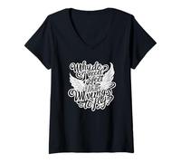 Womens Womens Angel Wings Back Tshirt Elegant V-Neck T-Shirt