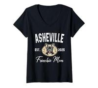Womens Womens Asheville Frenchie Mom French Bulldog NC Dog Lover V-Neck T-Shirt