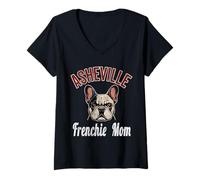 Womens Womens Asheville Frenchie Mom Shirt French Bulldog Dog Lover V-Neck T-Shirt