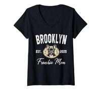 Womens Womens Brooklyn Frenchie Mom French Bulldog NY Dog Lover V-Neck T-Shirt