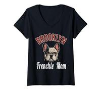 Womens Womens Brooklyn Frenchie Mom Shirt French Bulldog Dog Lover V-Neck T-Shirt