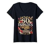 Women's Womens Chapter 60 Fabulous Since 1966 60th Birthday Wife V-Neck T-Shirt