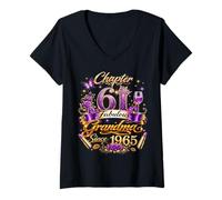 Women's Womens Chapter 61 Fabulous Since 1965 61st Birthday Grandma V-Neck T-Shirt