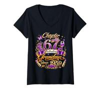 Women's Womens Chapter 67 Fabulous Since 1959 67th Birthday Grandma V-Neck T-Shirt