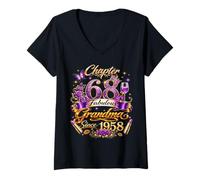 Women's Womens Chapter 68 Fabulous Since 1958 68th Birthday Grandma V-Neck T-Shirt
