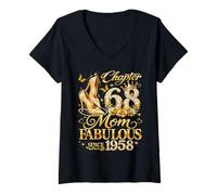 Women's Womens Chapter 68 Mom Fabulous Since 1958 68th Birthday V-Neck T-Shirt