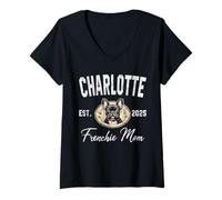Womens Womens Charlotte Frenchie Mom French Bulldog NC Dog Lover V-Neck T-Shirt