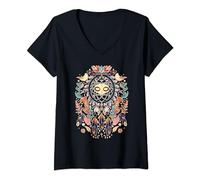 Womens Womens Colorful Abstract Art Casual Vibrant Graphic V-Neck T-Shirt