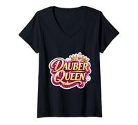 Women's Womens Dauber Queen Funny Bingo Night Event Player Lover Fun V-Neck T-Shirt