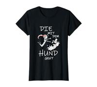 Womens Women's Dog Walking with the Dog Lady's Dog Holder Paw T-Shirt