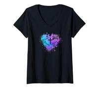 Womens Women's Heart of Grace - Forgiven. Restored. Christian. V-Neck T-Shirt