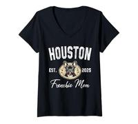 Womens Womens Houston Frenchie Mom Shirt French Bulldog Dog Lover V-Neck T-Shirt