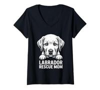 Women's Womens Labrador Rescue Mom Dog Adoption Peeking Lab Mom Mama V-Neck T-Shirt