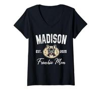Womens Womens Madison Frenchie Mom Shirt French Bulldog Dog Lover V-Neck T-Shirt