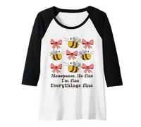 Womens Womens Midlife Cute Bees Its Fine Everythings Fine Menopause Raglan Baseball Tee