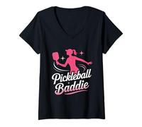 Womens Womens Pickleball Baddie Sassy Sport Lover V-Neck T-Shirt