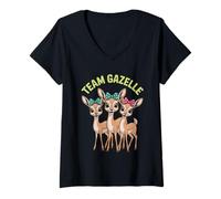 Womens Womens Team Gazelle Cute Cartoon from Serengeti Plains V-Neck T-Shirt