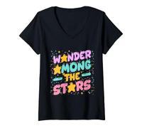 Women's Wonder Among The Stars Celestial Cosmic Magic V-Neck T-Shirt