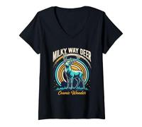Women's Wonder Milky Way Deer Retro Space V-Neck T-Shirt