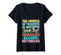 Women's Wonder Teaching is Watching Caterpillars Become Butterflies V-Neck T-Shirt