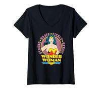 Women's Wonder Woman Circle Portrait V-Neck T-Shirt