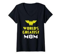 Women's Wonder Woman Mother's Day World Greatest Mom V-Neck T-Shirt