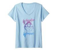 Womens Wonder Woman Movie Retro Stance V-Neck T-Shirt