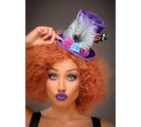 Womens Wonderland Purple Mad Hatter Mini Top Hat