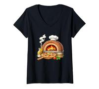 Women's Wood Fired Pizza Oven Cooking Illustration V-Neck T-Shirt