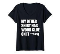 Women's Wood Glue on It Woodworking Funny Carpenter's Craftsman V-Neck T-Shirt