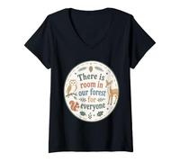 Women's Woodland Animals Forest Inclusion Nature Kindness Message V-Neck T-Shirt
