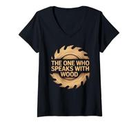 Womens Woodsman Wisdom Speaks with Forest V-Neck T-Shirt
