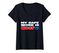 Womens Woof BDSM Safe Word Gay Leather Pup Fetish Dom Sub T-Shirt V-Neck T-Shirt