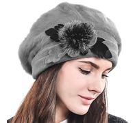 Women's Wool Beret Beanie - Grey M