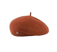 Women's Wool Beret Hat Beanie French Style Vintage Warm Classic Artist's Cap Adjustable for Autumn Winter(UK, Alpha, One Size, M, Orange Red)