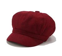 Womens Wool Berets Beanies Cap Hats Visor Beret Peaked Baker Boy Flat Caps Ladies Newsboy Hat Cabbie Cap for Winter Red