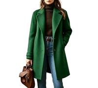 Womens Wool Blend Coat Notched Lapel Single Breasted Mid Length Overcoat | Womens Wool Blend Coat Notched Lapel, Single Breasted Mid Length Overcoat for Smart Casual Wear