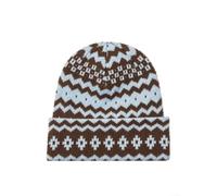 Women's Wool Blend Fair Isle Knit Hat with Geometric Snowflake Pattern | Warm Thickened Winter for beanie with Foldable Cuff for Cold Weather, One Size Fit