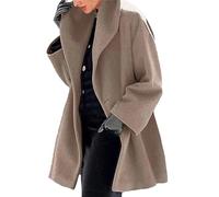 Women's Wool Blend Pea Coat Hooded Jackets Single Breasted Trench Coats Spring Fall Casual Lightweight Overcoat (Coffee-1,5X-Large)