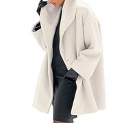 Women's Wool Blend Pea Coat Single Breasted Trench Coats with Hood Winter Hooded Warm Open Front Jackets Overcoat, Apricot-1, XXL